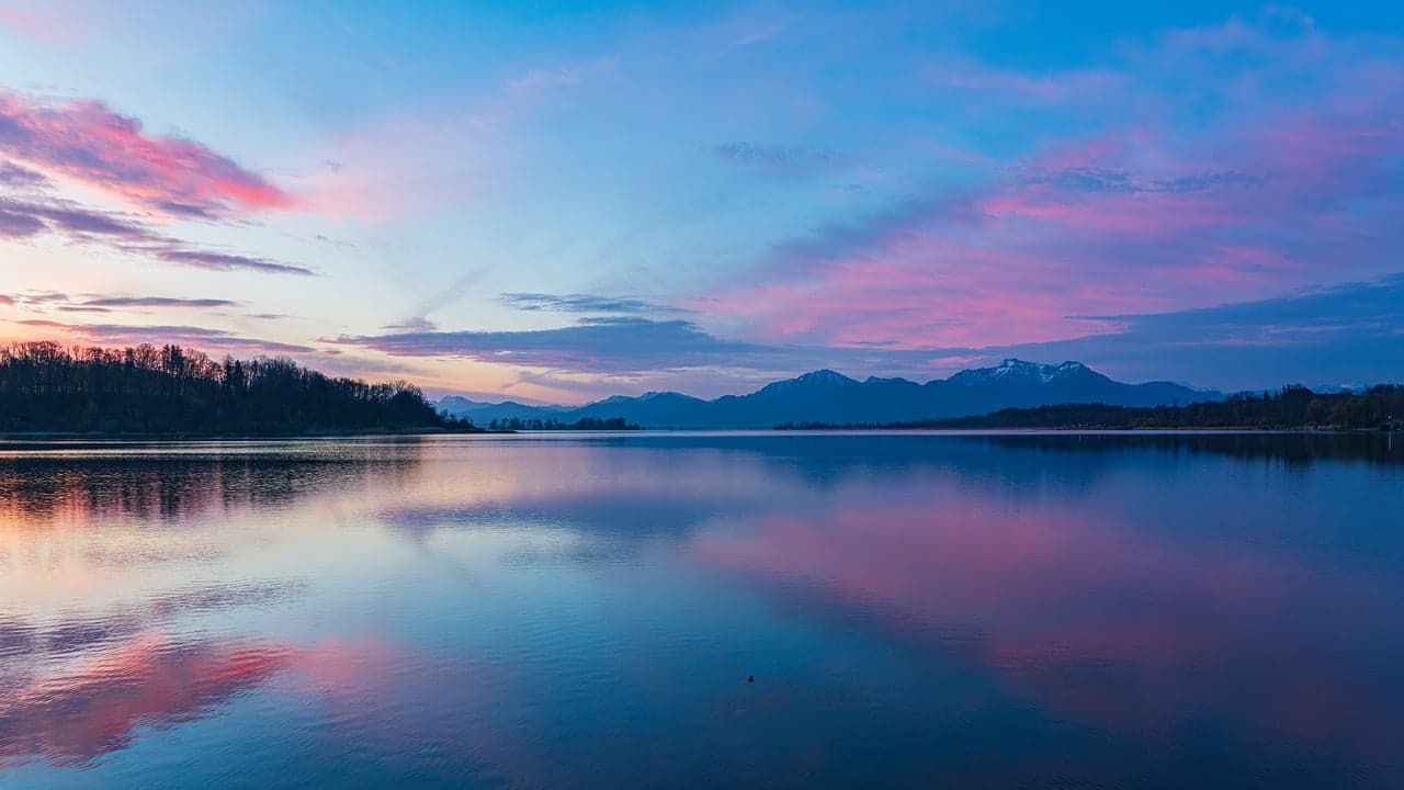Calm lake at sunrise